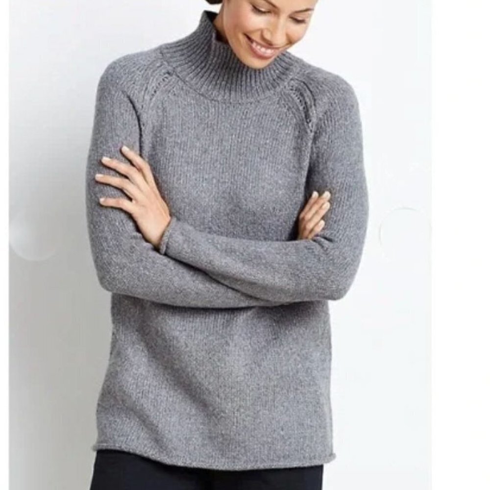 J Jill Pure Jill Chunky oversized high neck Sweater Gray Medium